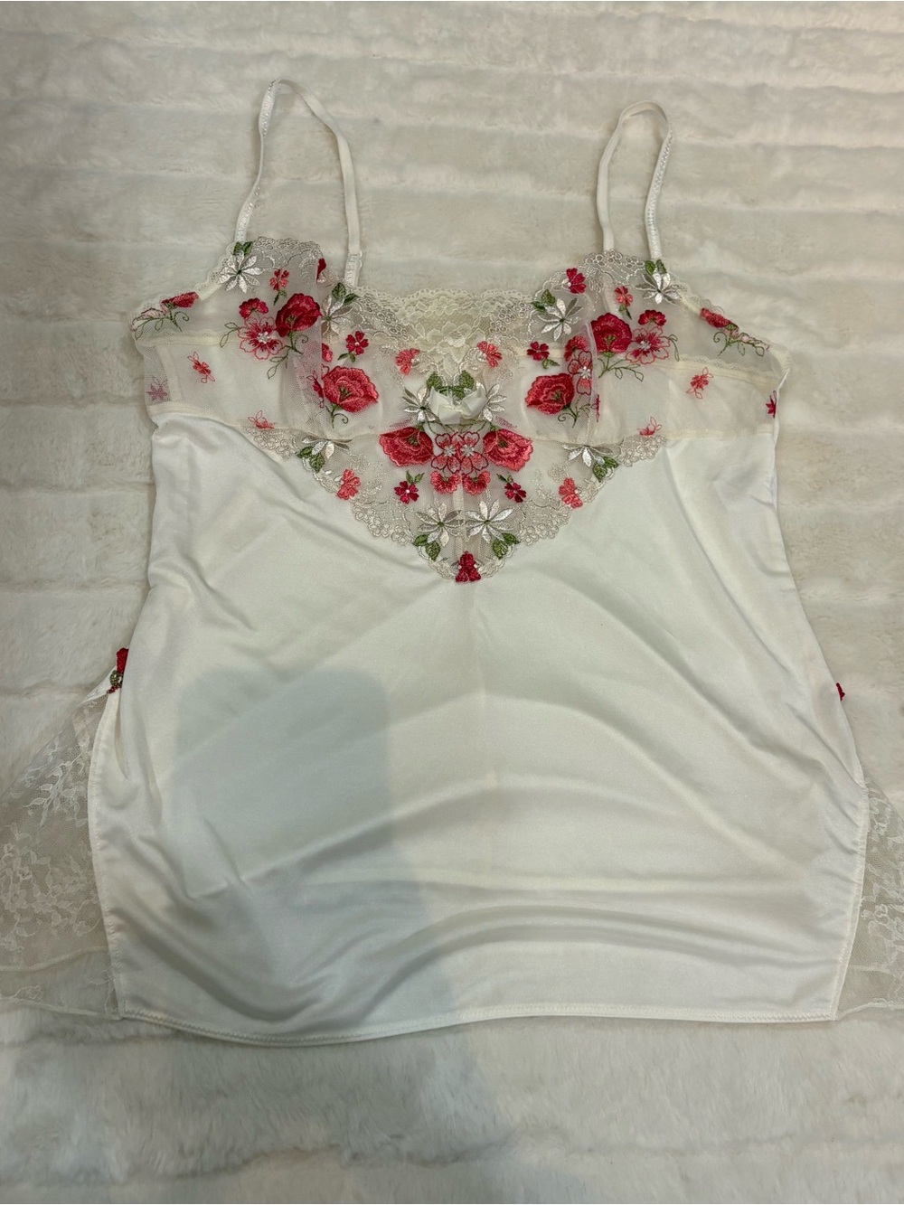 Triumph White Camisole with Floral Embroidery